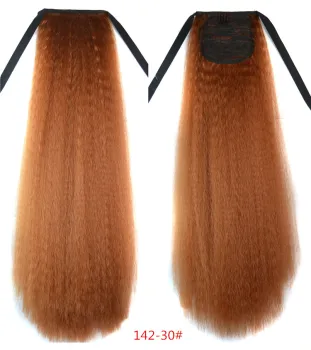 Wholesale Synthetic Long Afro Style Black Ponytail Hairpiece Water Wave Wrap Around Hairpiece Extension