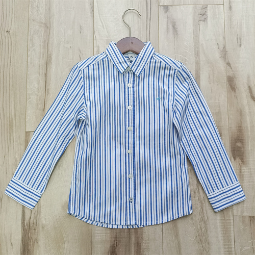 Men'S Spring Summer Shirts BOY'S BLUE/WHITE STRIPE RAYON POLY WITH COTTON LONG SLEEVE SHIRT Factory