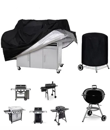 Black Rip-Proof Anti-UV Fade Resistant Waterproof BBQ Grill Cover for Weber