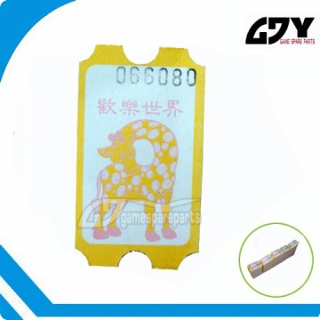 180g Barcode white cardboard/ivory board/coated paper redemption ticket for Prize vending machine