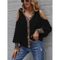 Women&#39;s Leopard V Neck Shirt Tops