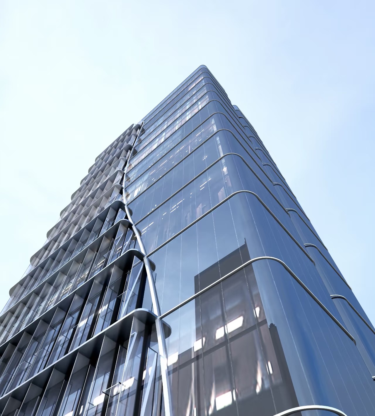 Horizontal Exposed and Vertical Hidden Frame Glass Curtain Wall-4