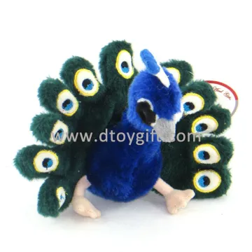 Blue and Green Plush Toy Peacock - 20 cm