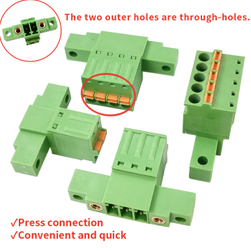 3.5mm Pitch Dual Through Hole Through-Wall Plug-in Spring Cage Header with Flange Tool Free Press Connection