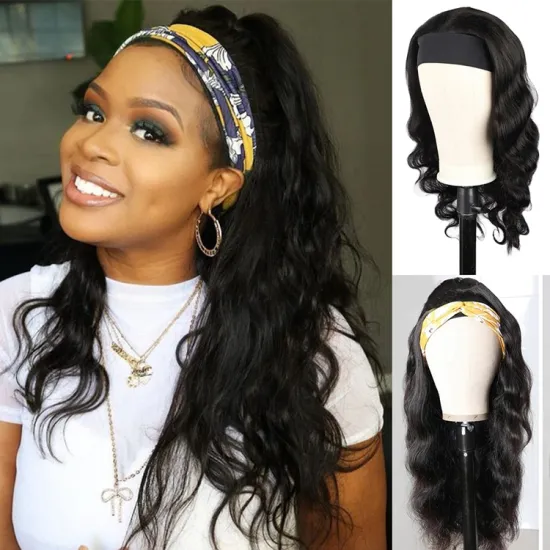 Headband Wigs for Black Women Body Wave Glueless Human Hair Brazilian Machine Made Wigs No Lace Front Wig 150% Density