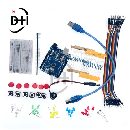 UNO R3 Mini Starter Kit: Breadboard, LED, Jumper Wires, Button for Arduino DIY Projects & Education Labs