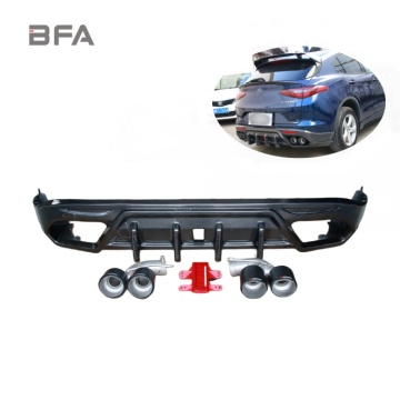 Alfa Romeo Stelvio Carbon Fiber Rear Spoiler and Bumper Lower Lip Replacement