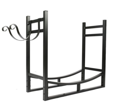 Steel and Iron Firewood Log Rack with Kindling Holder