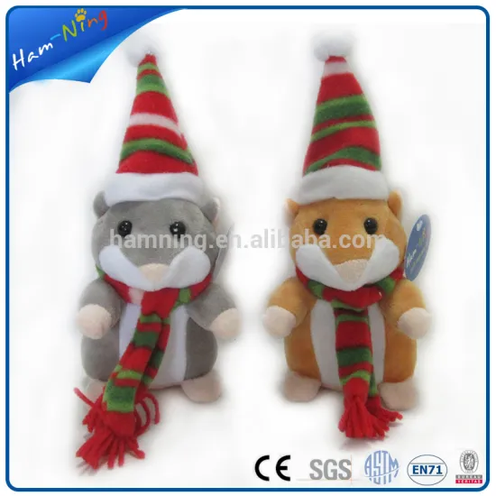 15cm christmas party decorations plush mouse with stripe hat and scarf