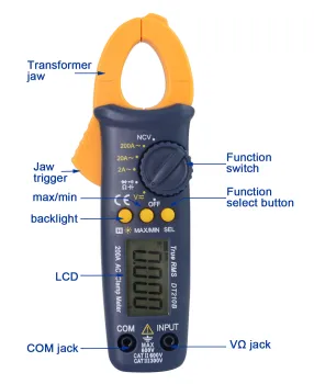 DT210B True RMS AC Leakage Current Clamp Meter with 0.001 MA Resolution