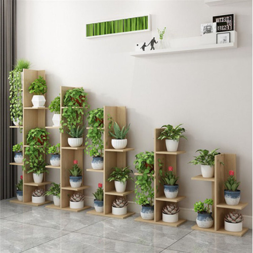 China Customization Flower Display Rack Wood Plant Shelf Manufactory