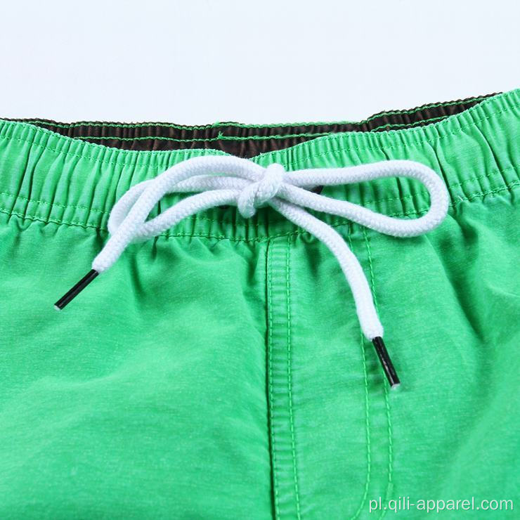 Zielone, szybkoschnące sportowe męskie szorty kąpielowe krótkie