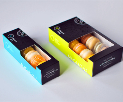 Flat Packed 12 Macaron Packaging Box with Window