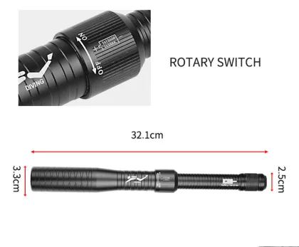 Aluminum Alloy T6 LED Diver Light - IPX8 Waterproof Diving Flashlight