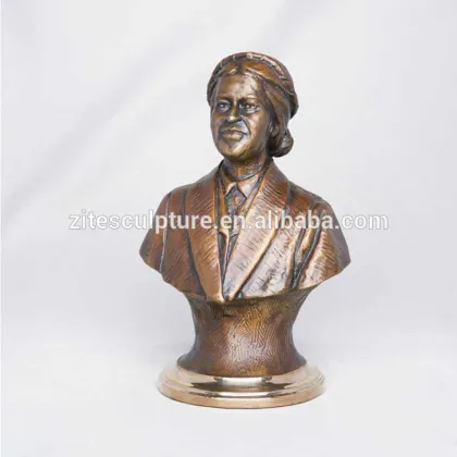Outdoor Deco Female Bronze Rosa Bust Sculpture