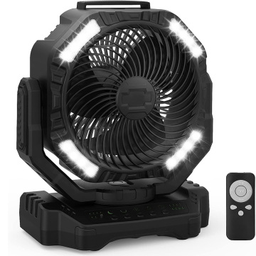 Rechargeable Head Shaking Fan with Light - 40000mAh Battery Powered Outdoor Camping Fan