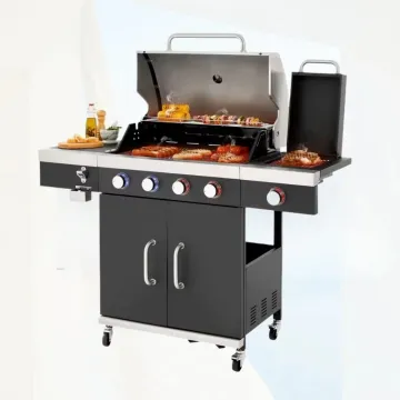 Wholesale Stainless Steel 6+1 Burner Gas BBQ Grill Gas Mixed Grill Indoor Family Event Party Camping Party Grill