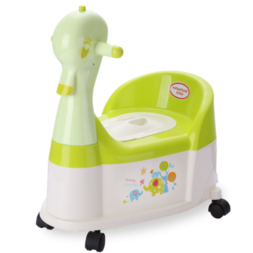 Orinal infantil de plástico con forma de pato y rueda