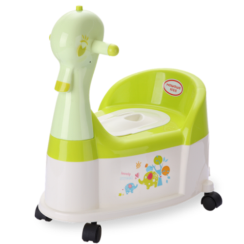 車輪が付いているアヒルの形のプラスチック幼児トイレの椅子