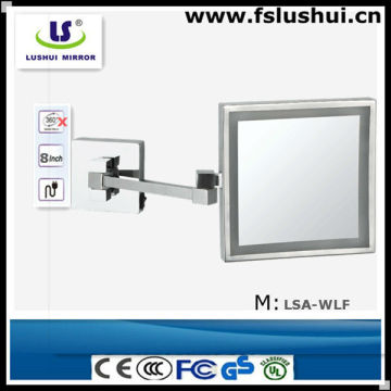 wall mount folding led light pewter framed mirror