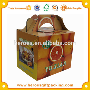 Trade Assurance Customized Wholesale Professional Corrugated Paper Cardboard Carton Box Packaging With Handle for Orange