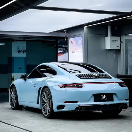 High Glossy Ocean Blue Car Wrap