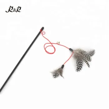good quality cat toy feathers teaser stick for sale