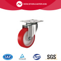 Medium Duty Red PU Core Plate Swivel Total Brake PU Caster Wheels