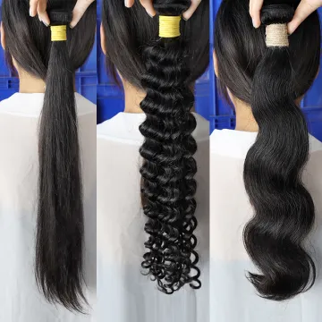 Virgin Straight Water Deep Body Wave Brazilian Peruvian Lace Closure 100% Human Hair Bundles With Closure With Lace Frontals