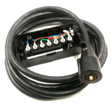 7-Core Heavy Duty Plug Cable Trailer Cord with 7 Gang Junction Box - 8 Feet Weatherproof