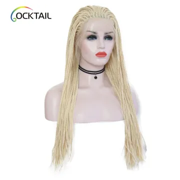 crochet braid synthetic hair wig heat resistant fiber hair wigs synthetic braided lace front wig for black women