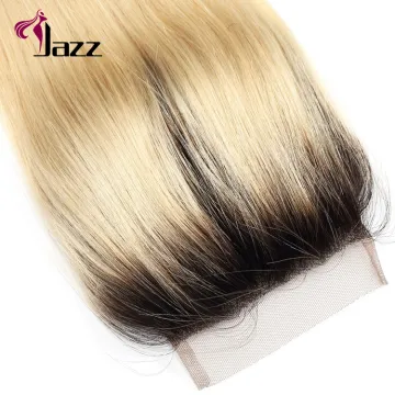 150% density Malaysian curly hair ombre silk base closure