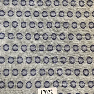 Polyester Woven Fabric With Navy Dots