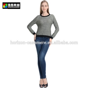 Grey Long Sleeve Cardigan, Knitted Pattern Cashmere Pullover