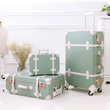 Retro Vintage Leather Suitcase Set - Kids Gifts & Women's Cosmetics Storage Handbag (13in)