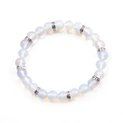 Trendy Nature Opal Beaded Alloy Bracelet Unisex Energy Stone Beaded Bangle