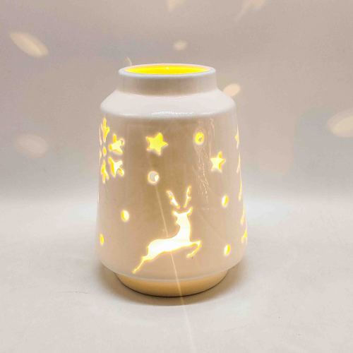 Lanterna decorativa LED de cerâmica esculpida oca