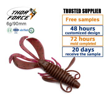 THORFORCE OEM/ODM 6cm 2.2g Soft TPE/TPR Shrimp Lure - Double Color Fishing Lure with Steel Ball