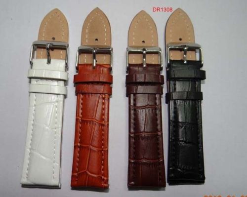 Black / Red / Brown / White Leather Watch Straps, Imitation Croco Leather Watchband For Women / Men Watches