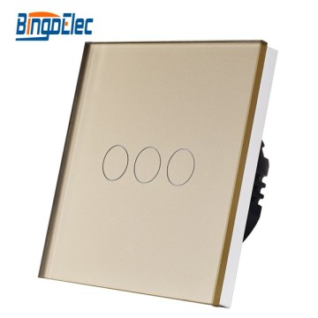 3 gang tempered glass panel touch plate switch
