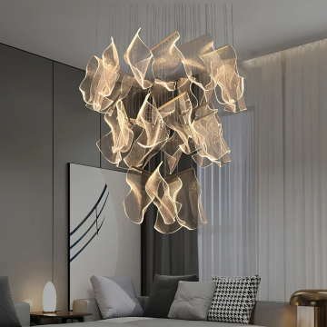 Modern LED Chandelier: Custom Design Large Indoor Decorative Acrylic Pendant Light Fixtures for Hotels and Villas
