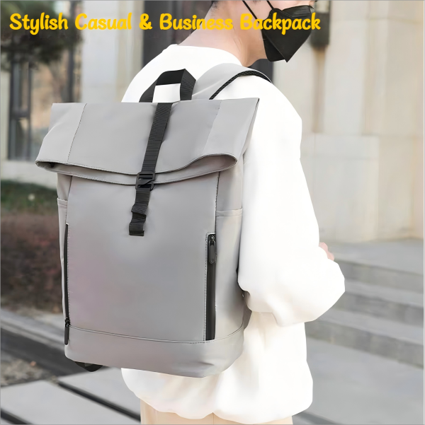 Durable roll-top laptop backpack for commuters