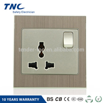 A9-Series Brushed Aluminum Wall Socket with Switch