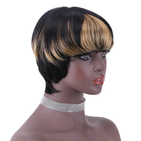 perruque raw senegalese Brazilian Indian hair vendors color 1b 613 ombre virgin hair pixie short bob two tone human hair wigs