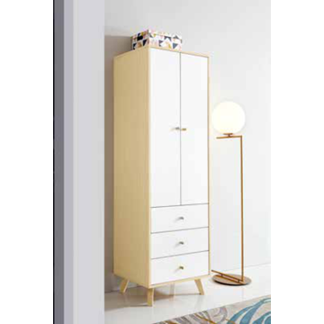 White Solid Wood Swing Door Wardrobe