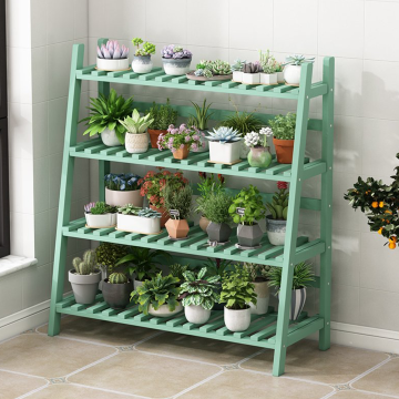 Бамбуковая многослойная подставка для растений с местом для хранения