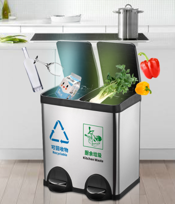 Foot-operated Integrated Sorting Trash Can