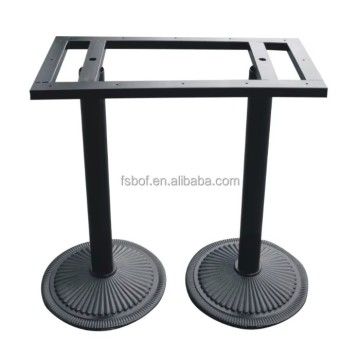 Antique Unfinished Furniture Table with Heavy Black Cast Iron Chrome Pedestal Legs for Restaurant Base