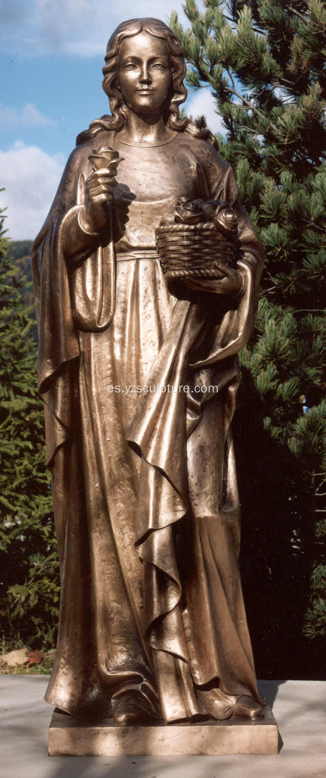 Vida jardín tamaño dama bronce estatua