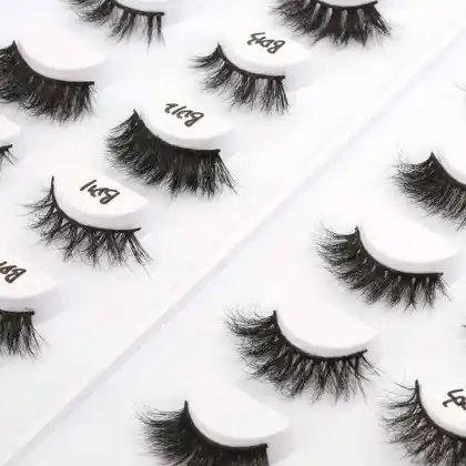 Natural Long False Eyelashes - Half Strip Lashes Fluffy Mink Lashes